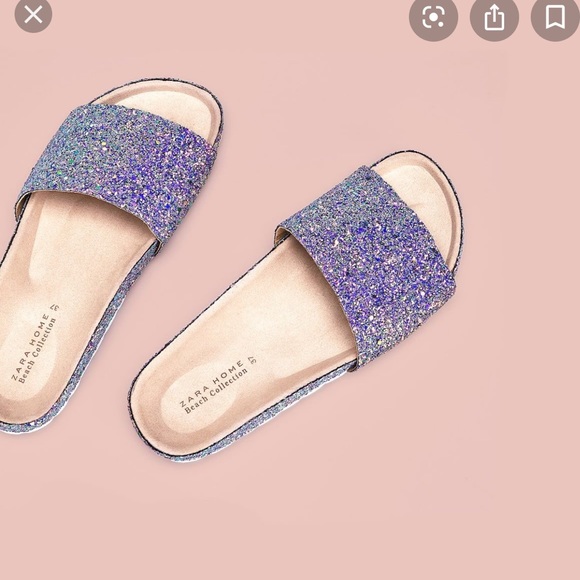 Zara Shoes - NWT Zara Beach Collection Glitter Slides